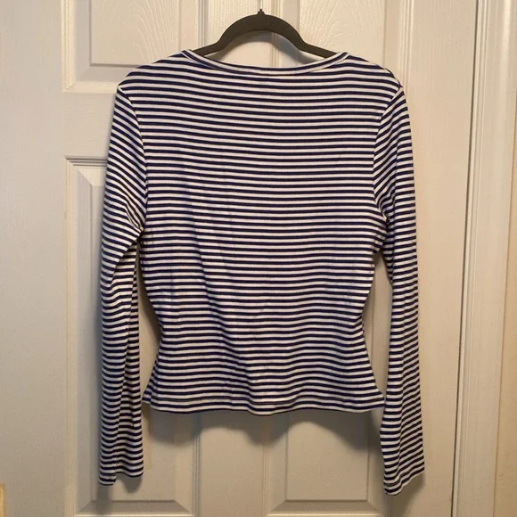 Fashion Striped Long Sleeve Top - Blue and White …size XL - Picture 2 of 4